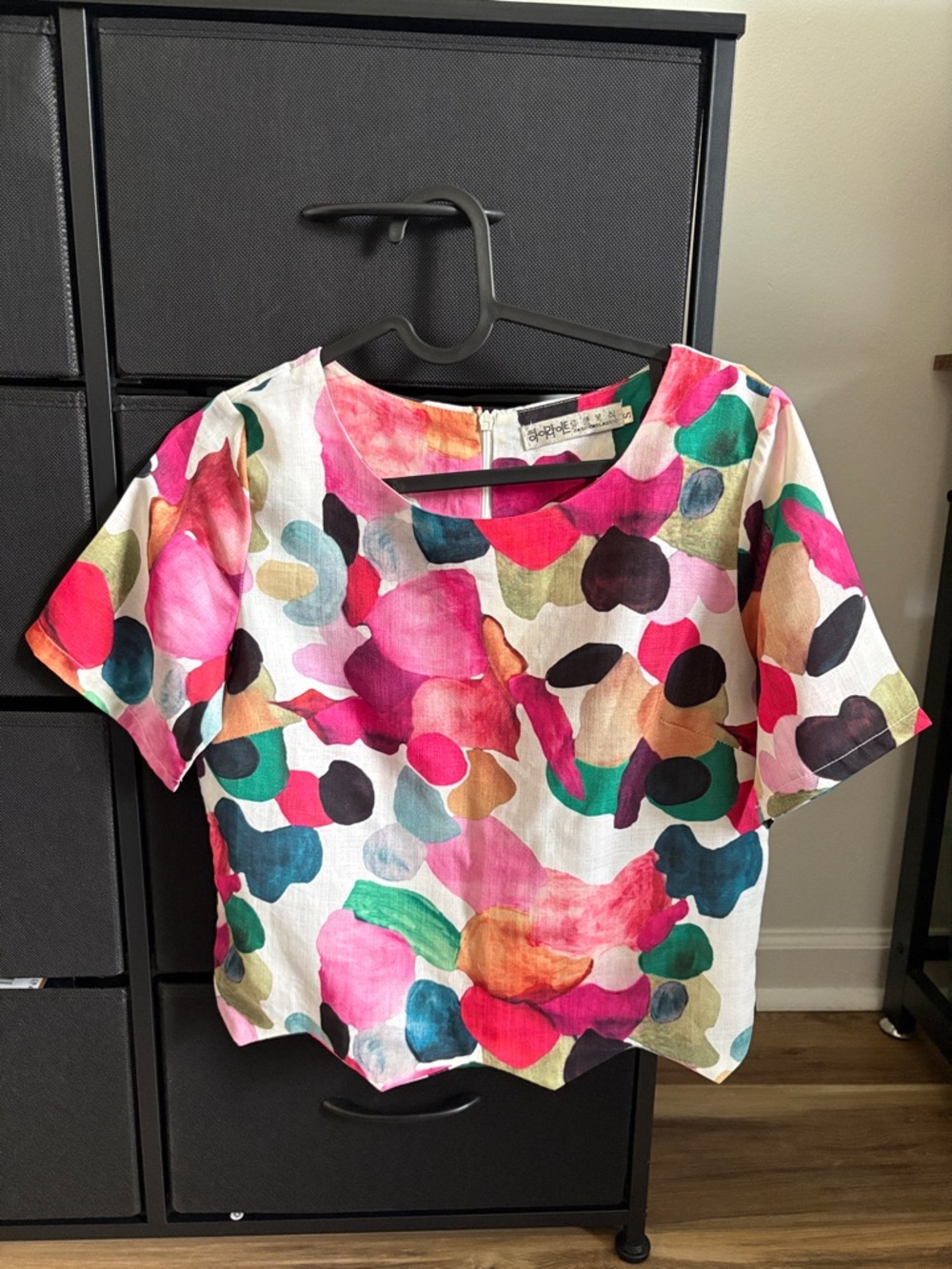 Colorful Abstract Print Crop Top - Multicolor